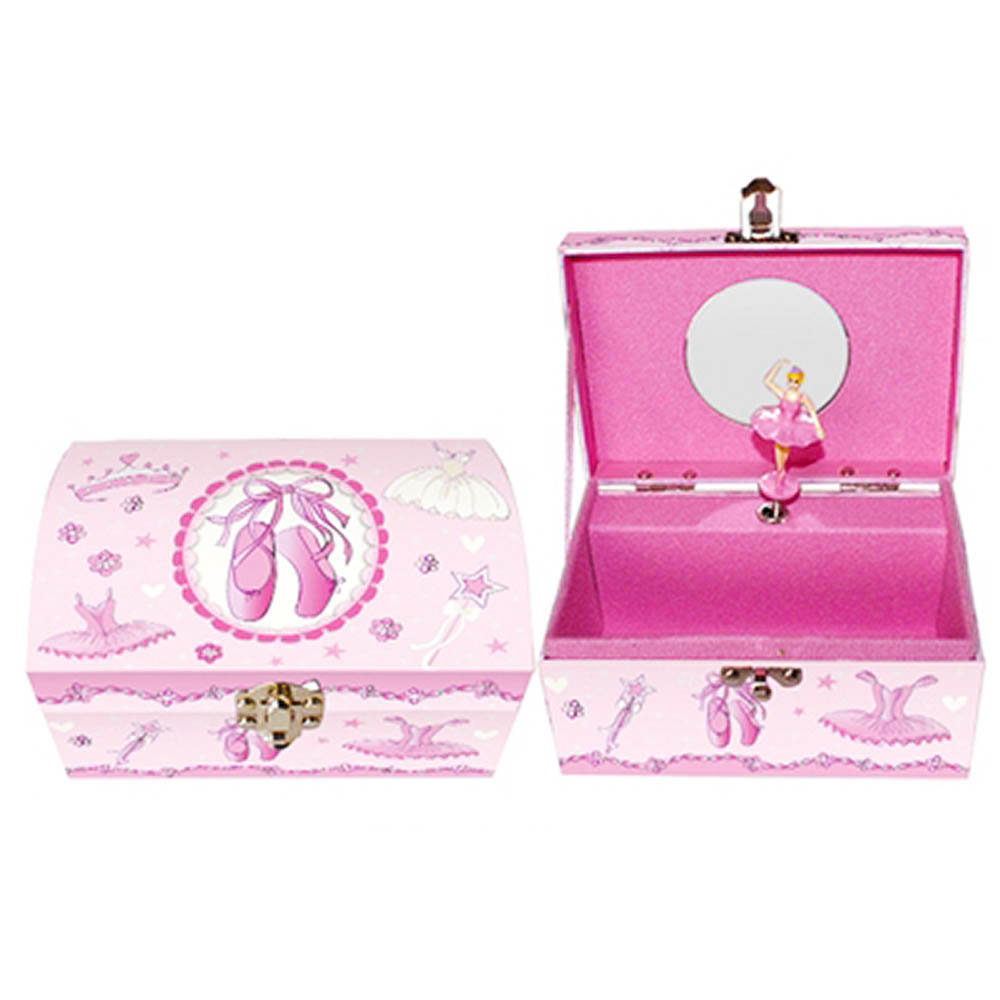 Pink Rectangle Ballerina Musical Jewelry Box