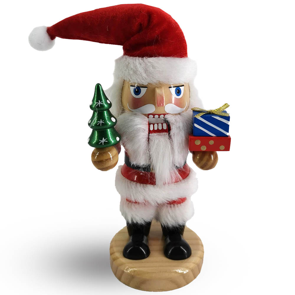 Chubby Santa Nutcracker in Traditional Red and White 8 inch