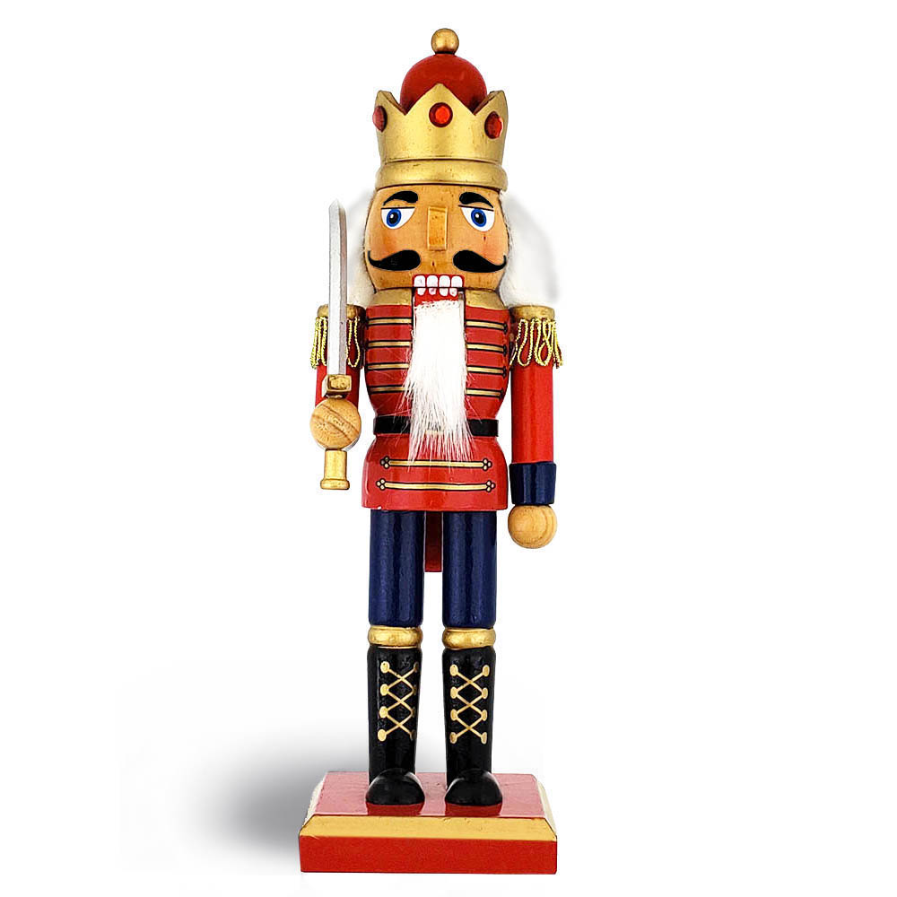 Traditional King Nutcracker Red and Bejeweled Crown 10 inch