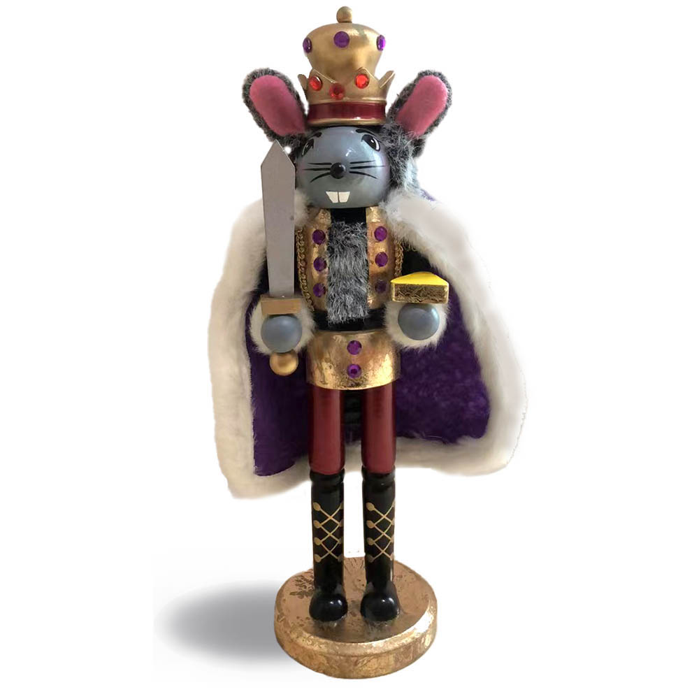 Mouse King Nutcracker in Gold Leaf and Purple Cape 14 Inch