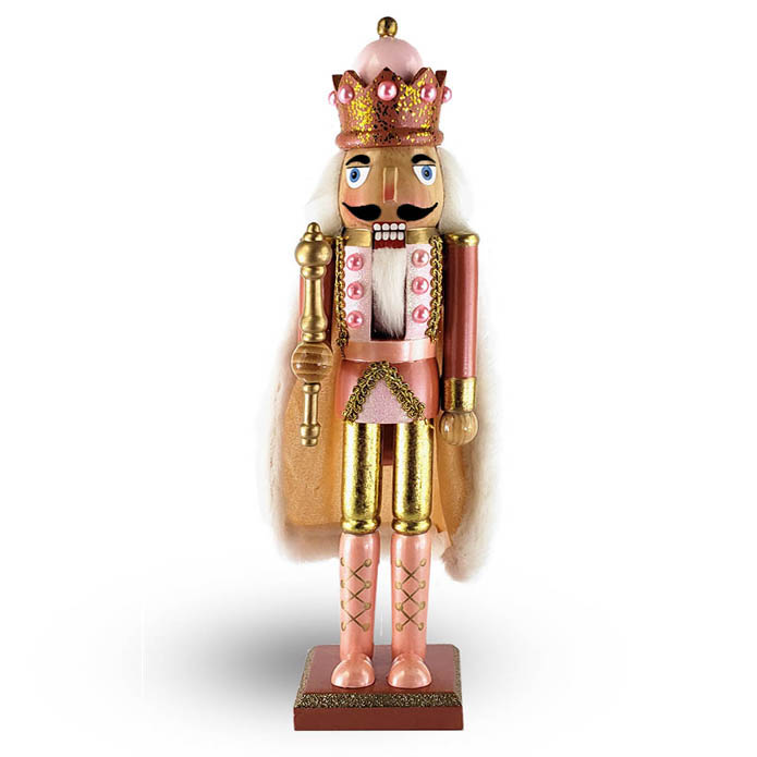 King Nutcracker Fancy Rose Gold with Cape and Crown 15 Inch