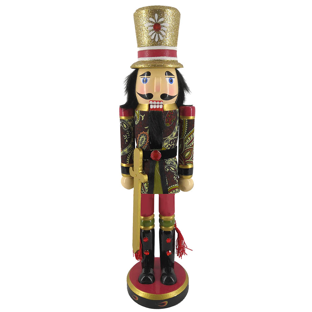Soldier Nutcracker Paisley Jacket Sword and Top Hat 15 inch
