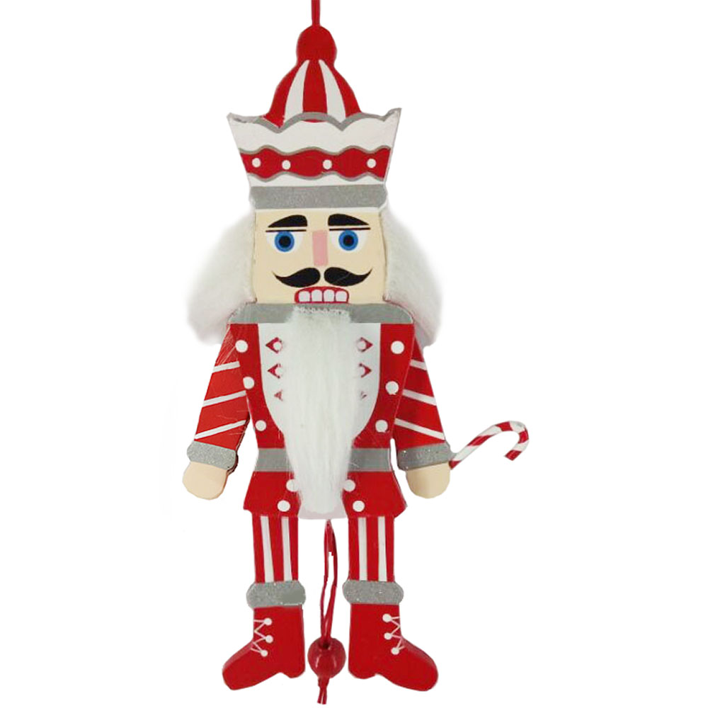 Candy Cane Pull Puppet Nutcracker Ornament 6 inch