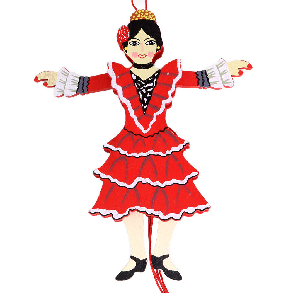 Spanish Dancer Land Of Sweets Pull Puppet Ornament 6 inch