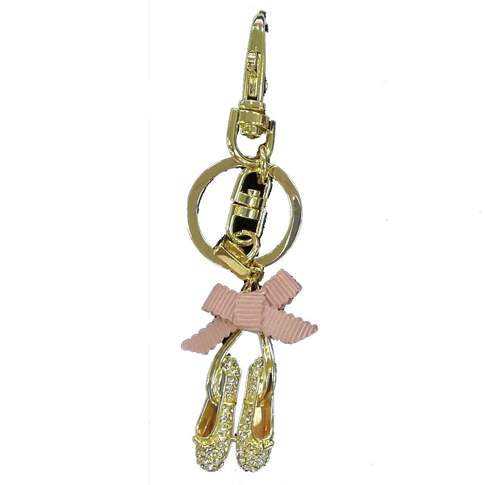 Ballet Slippers in Gold with Rhinestones Key Chain