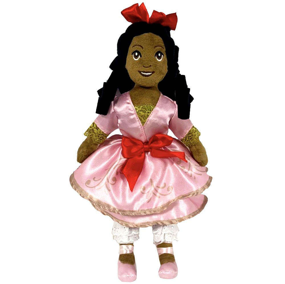 African American Clara Plush Doll in Pink Satin Dress 14 Inch