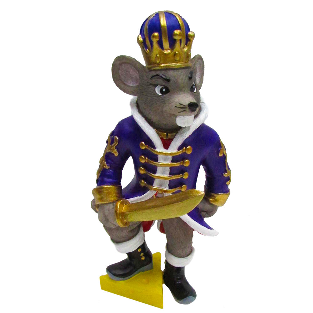 Mouse King on Cheese Resin Ornament with Sword 4 inch