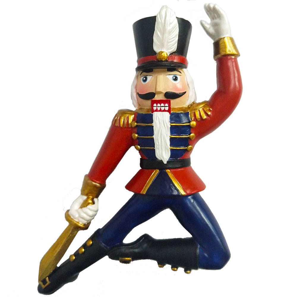 Nutcracker Soldier Resin Ornament with Sword 4 inch