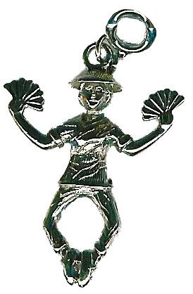 Chinese Tea Dancer with Fans in Gold or Silver Charms