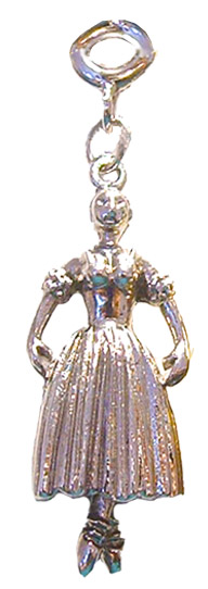 Ballerina Snow Dancer with Tutu in Gold or Silver Charm