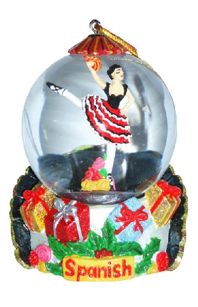 Mini Spanish Dancer Red Dress Snow Globe Ornament