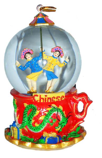 Mini Chinese Dancers Snow Globe Ornament