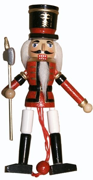 Soldier Nutcracker Pull Puppet Ornament 6 inch