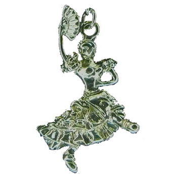 Spanish Chocolate Dancer with Fan in Gold or Silver Charm