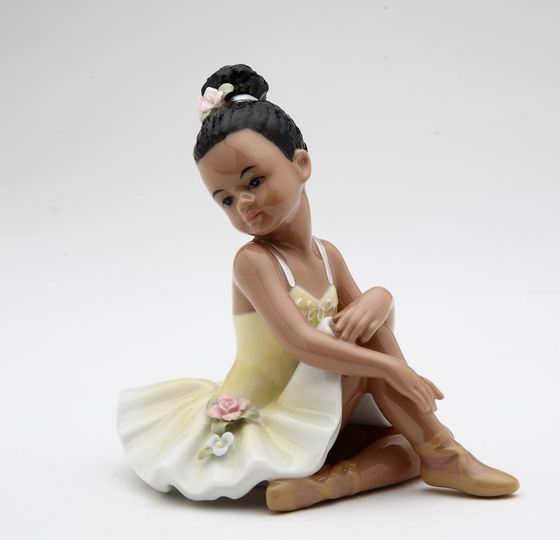 Porcelain African American Ballerina Figurine with Yellow Dress