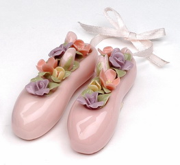 Porcelain Pink Ballet Slippers with Pastel Flowers