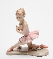Porcelain Ballerina Kneeing in Pink Color Tutu Dress 4.5 inch