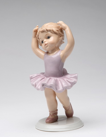 Porcelain Hands Up Ballet Girl in Lavender Dress Figurine