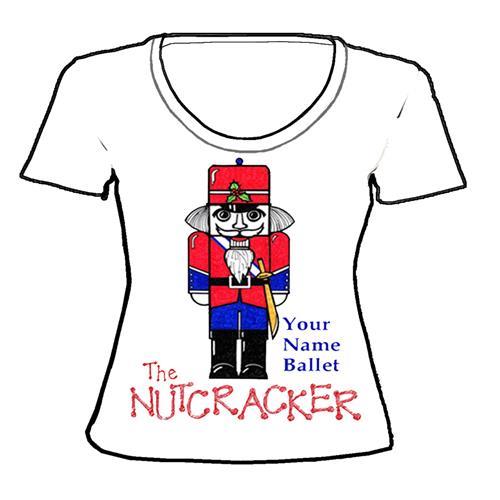 APP-25: Nutcracker Ballet Scoop Neck T-Shirt - Toy Soldier Nutcracker Multicolor on White Shirts