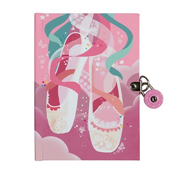 Ballet Slippers Vibrant Colored Locked Diary