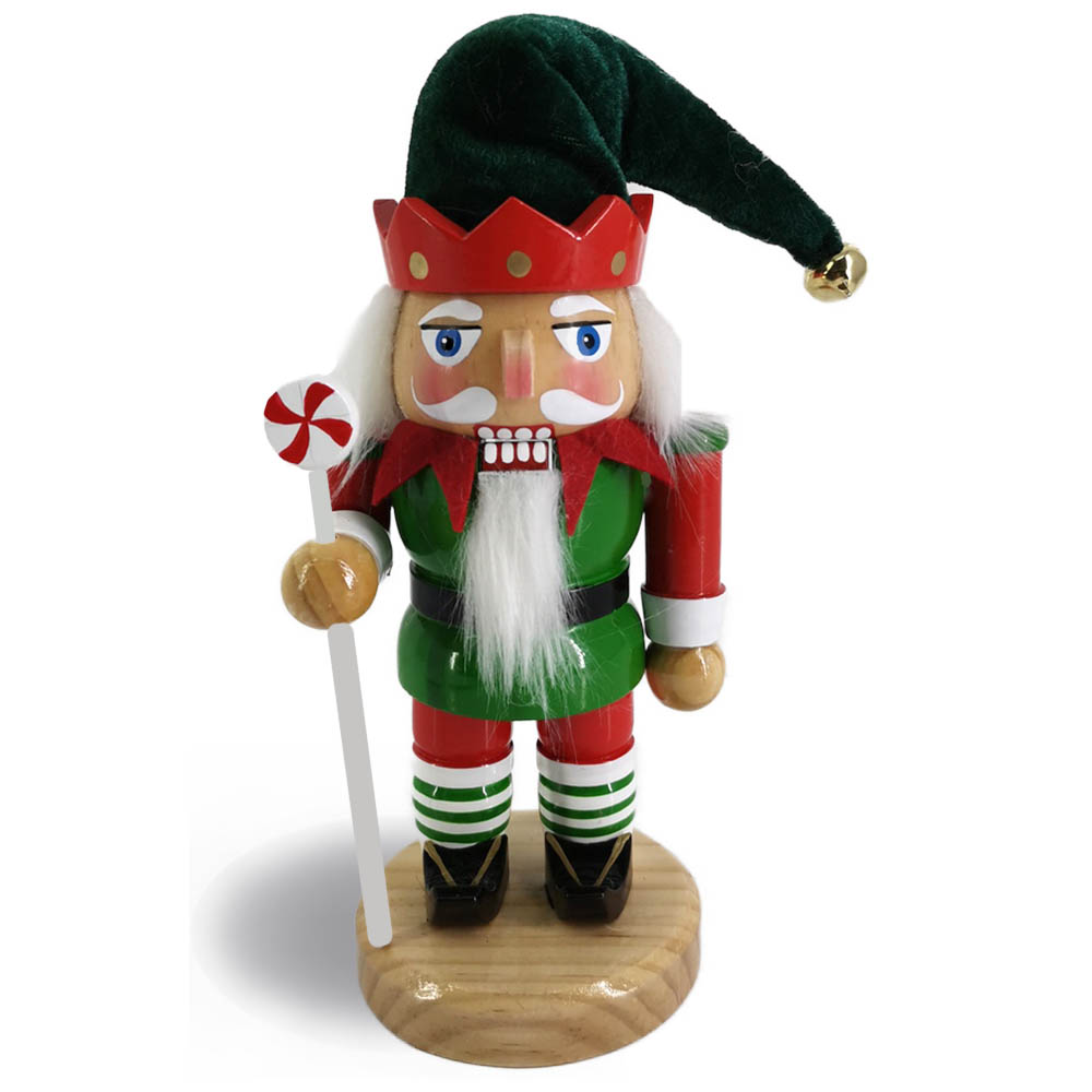 Santa Nutcracker with Velvet Hat and Red Crown 8 inch