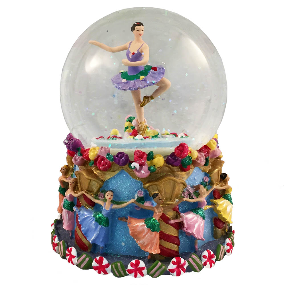 Musical Waltz of the Flowers Ballerina Turning Snow Globe