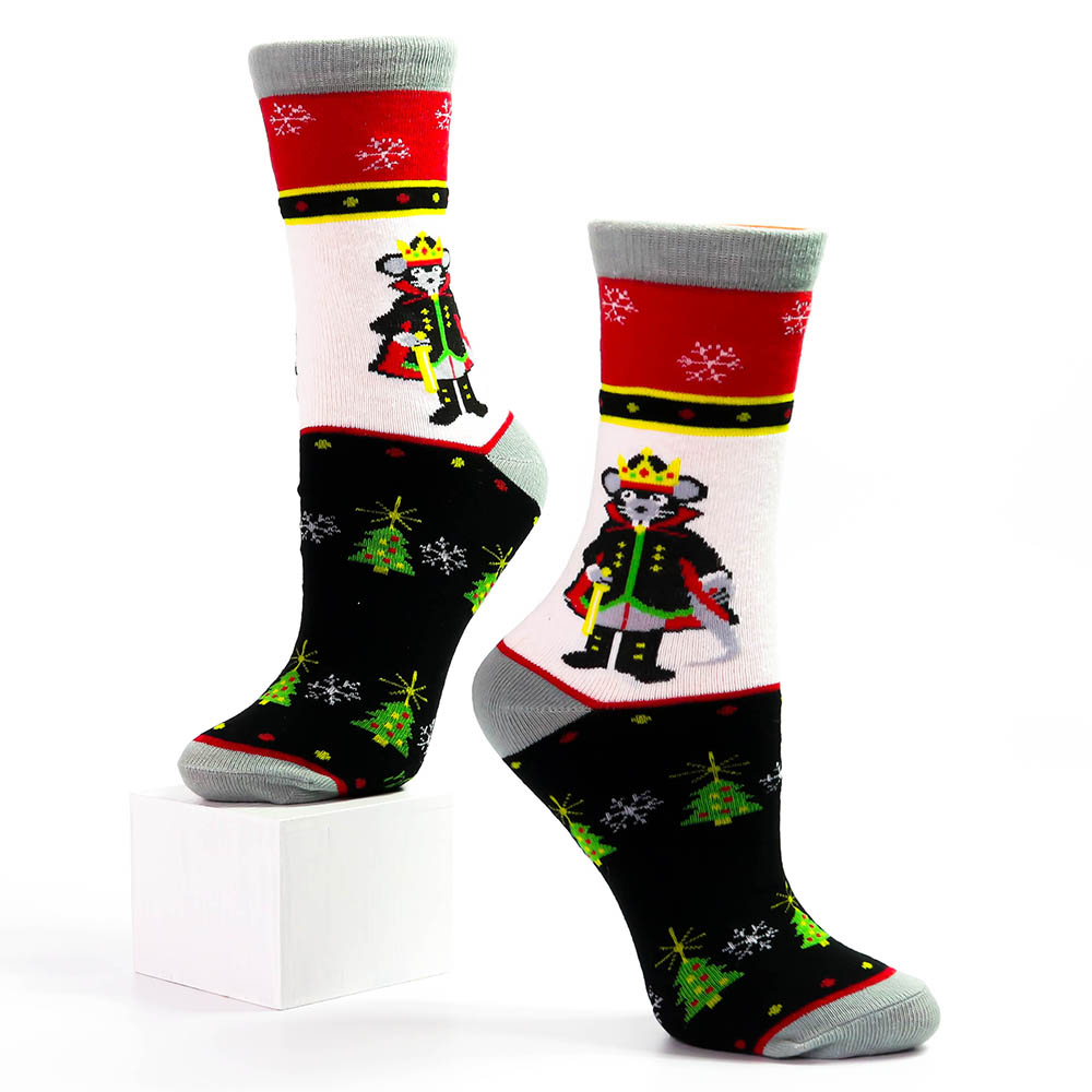 Classic Mouse King Holiday Background Black White and Red Sock