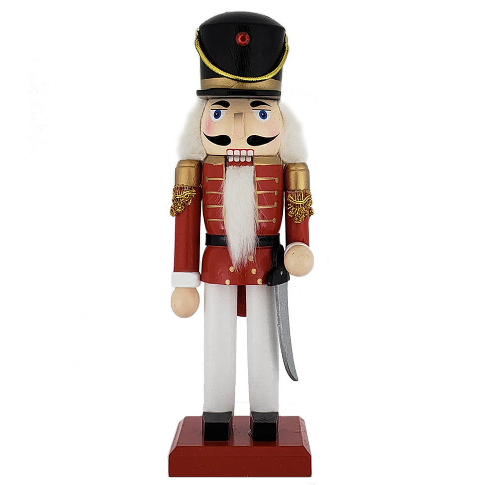 Traditional Soldier Nutcracker Red White Black Hat 10 inch