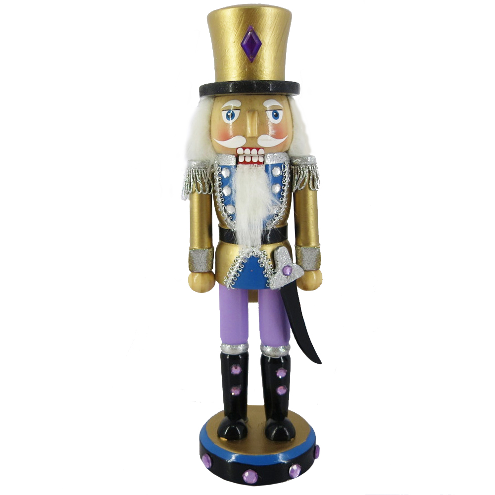 Soldier Nutcracker Gold Purple and Black Sword 10 inch