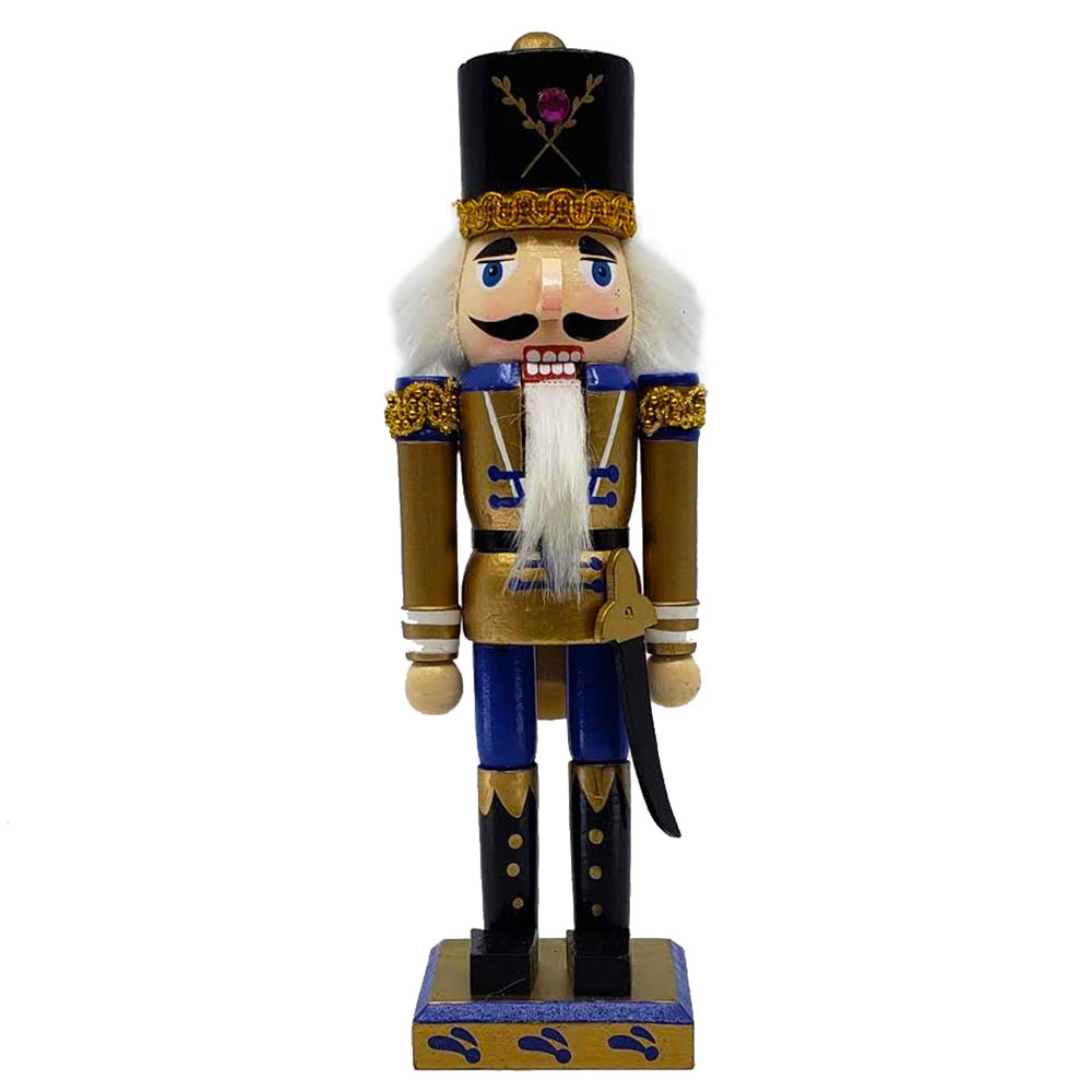 Soldier Nutcracker Gold Purple and Black Sword 10 inch