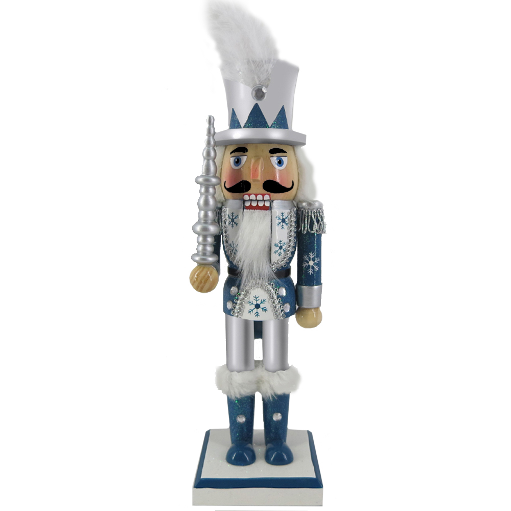 Snow Fantasy Soldier Nutcracker White Feather 10 inch