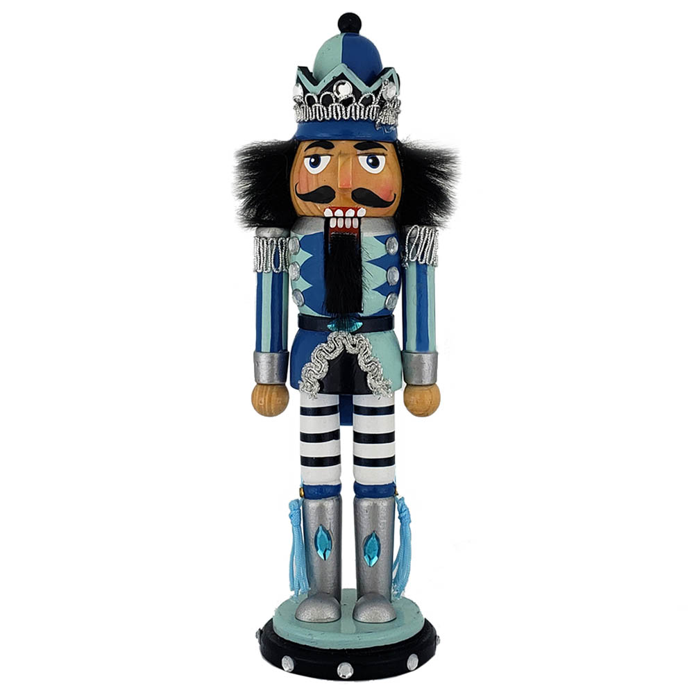 King Nutcracker Two Tone Blue Turquoise with Crown 10 inch