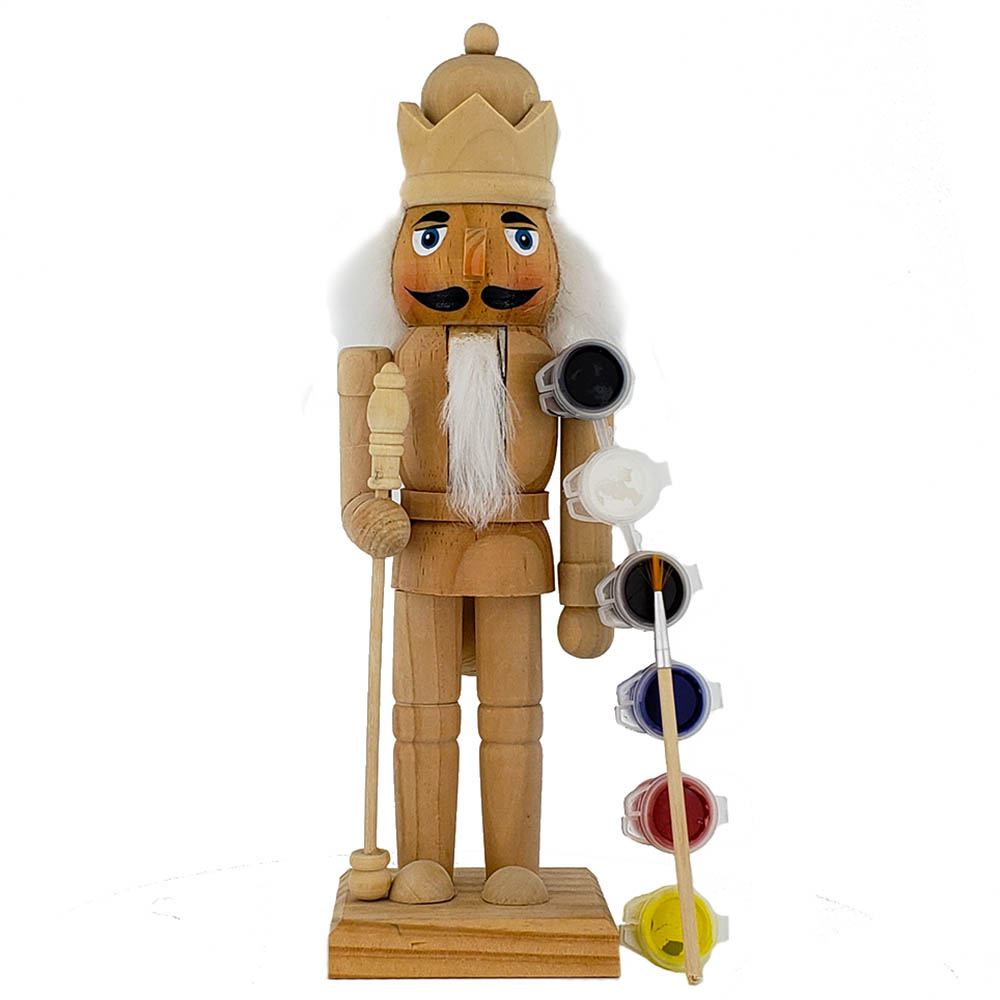 Unpainted DIY Nutcracker with 6 Colors Paint Kit And Brush 10 inch