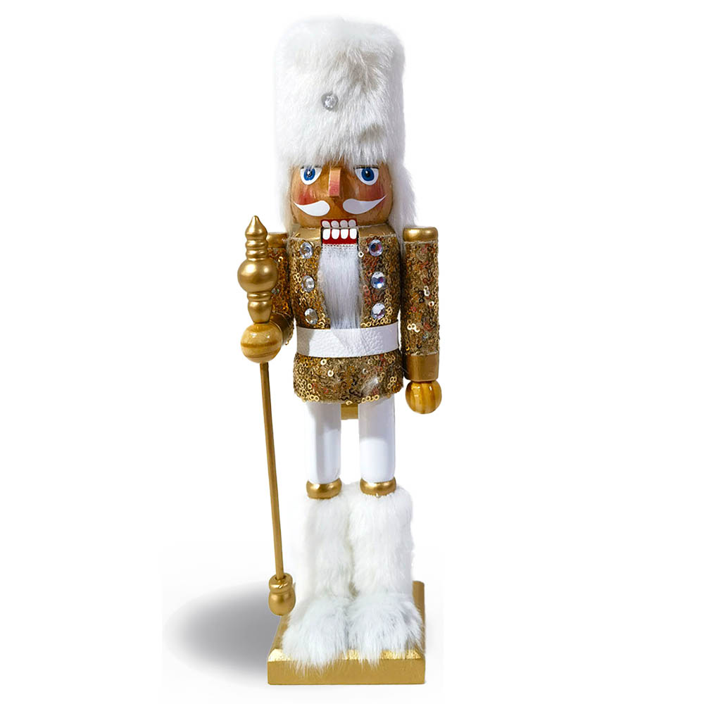 Lavish Gold and White King Nutcracker 12 inch