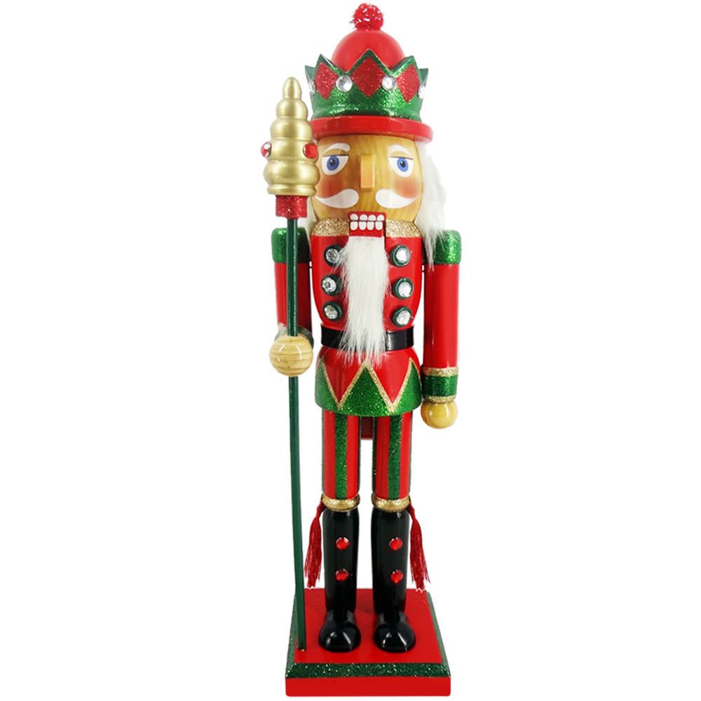 King Nutcracker Red Green Glitter Jacket Crown and scepter 15 inch