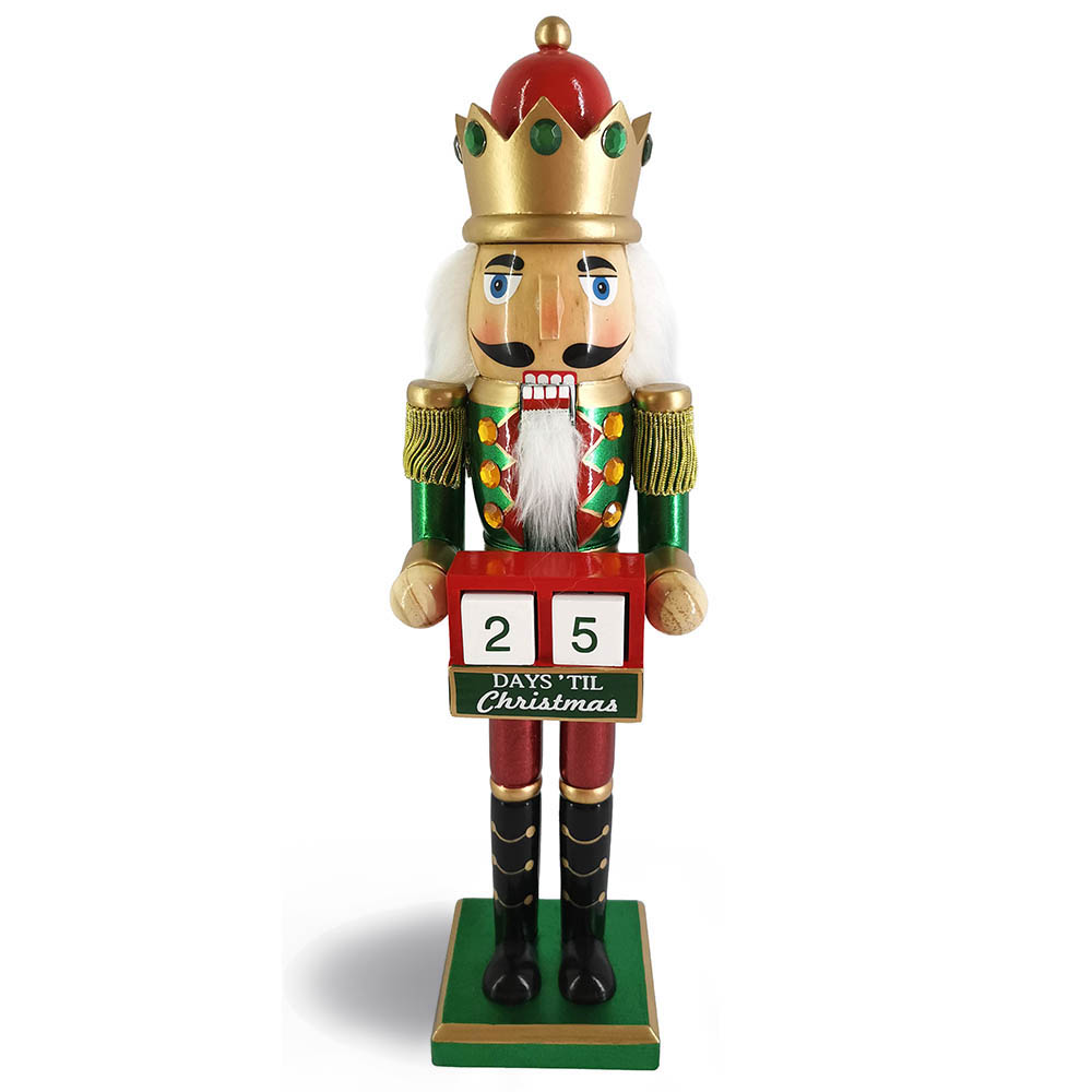 Green and Red Countdown to Christmas Nutcracker 15 Inch