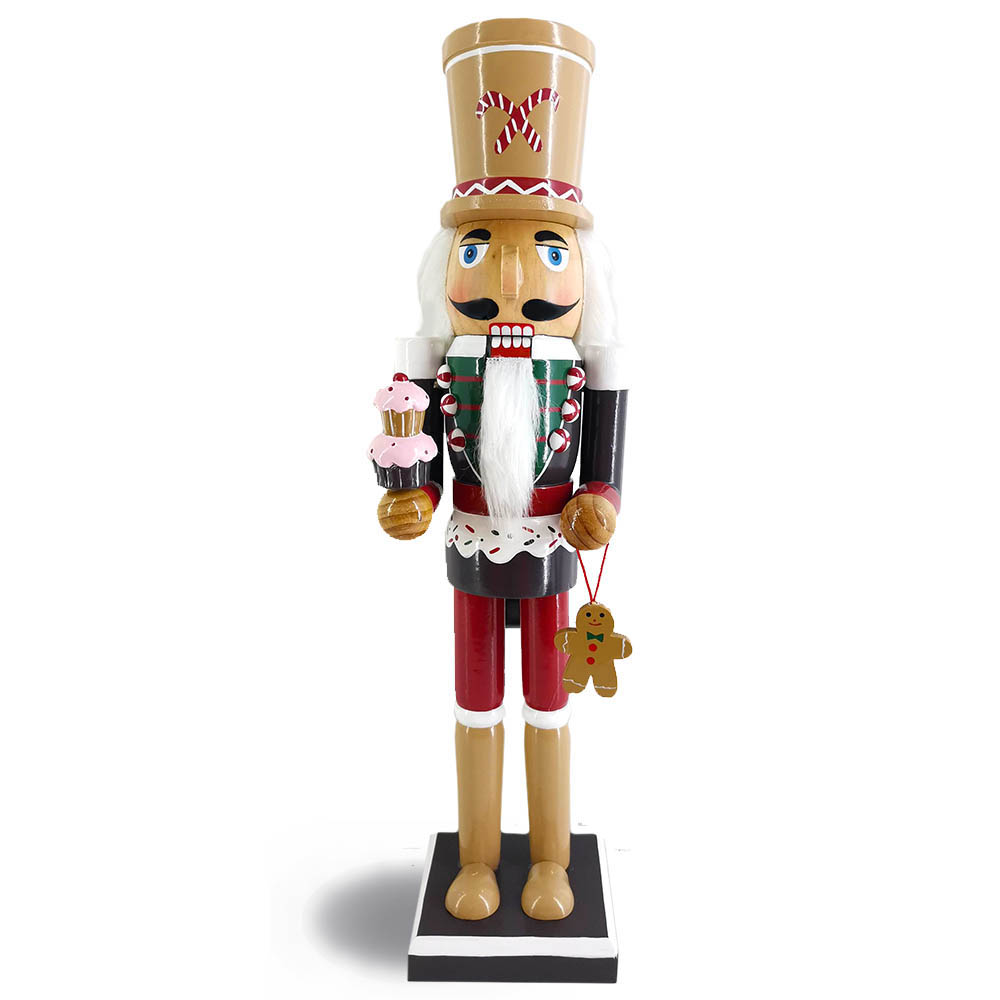 Soldier Gingerbread Nutcracker in Red and Green Holiday Colors 15 inch