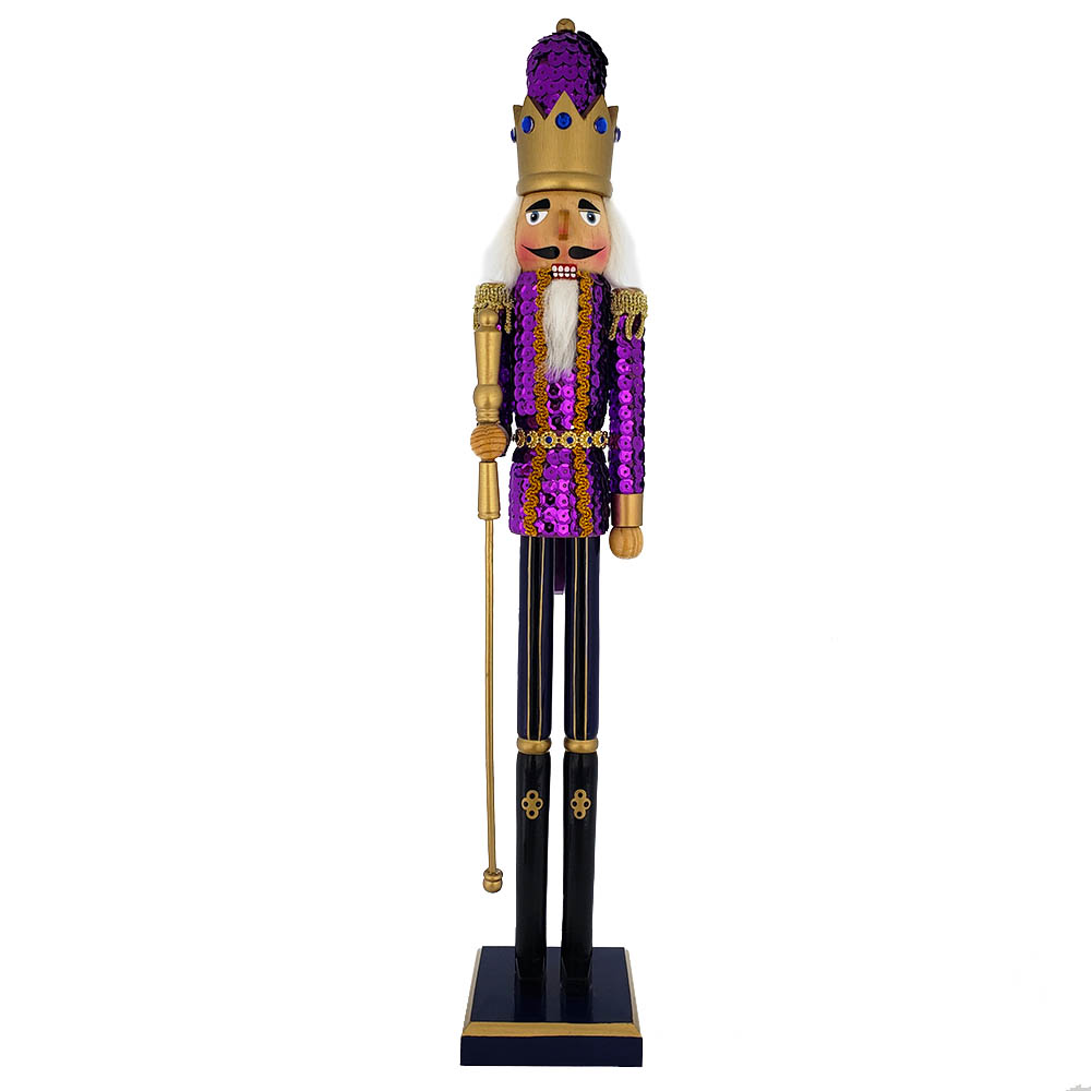 King Sequin Nutcracker Purple Jacket and Gold Crown 20 inch