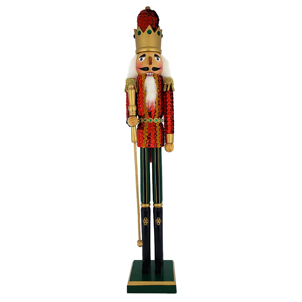 King Sequin Nutcracker Red Jacket and Gold Crown 20 inch