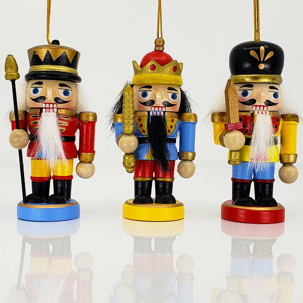 Classic Stubby Nutcracker Ornaments Set of 3 in 4 inch