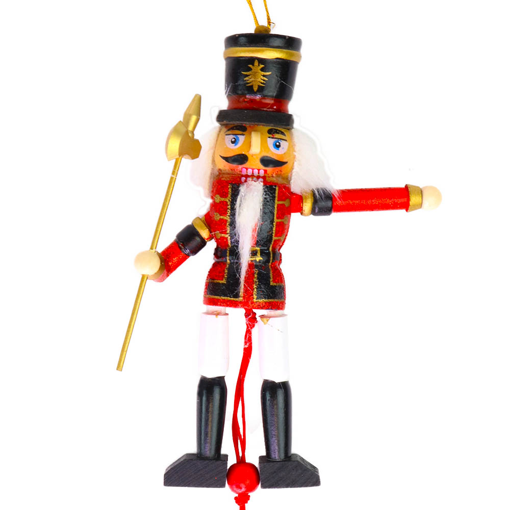 Soldier Nutcracker Pull Puppet Ornament 6 inch