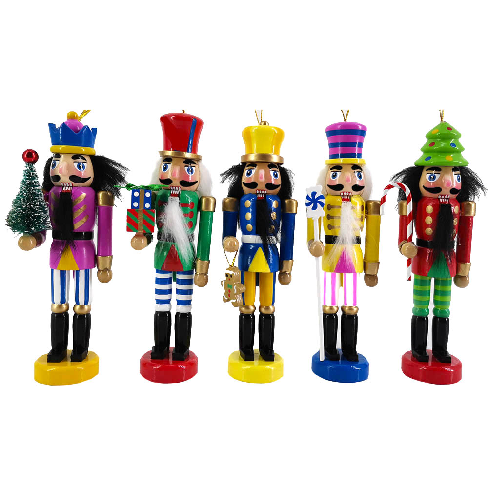 Funky Colored Nutcracker Ornaments Set of 5 Ornaments 6 inch