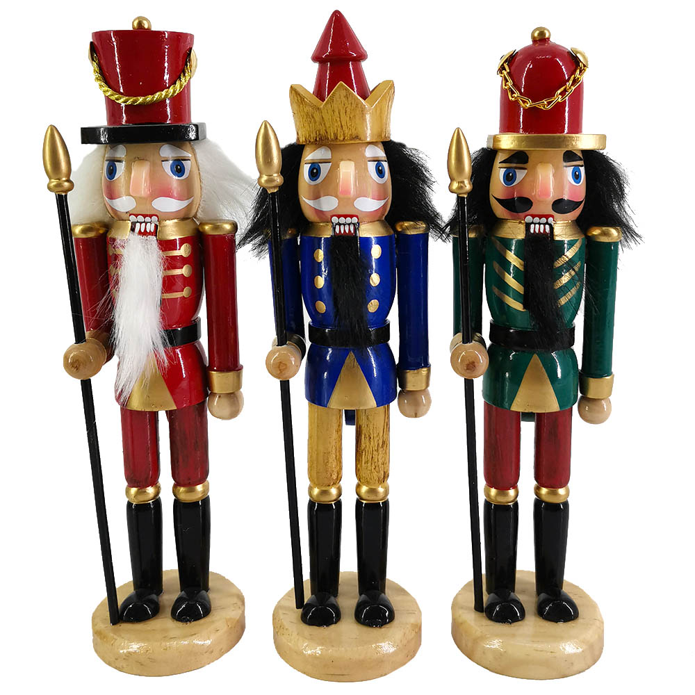 Woodsmen Nutcracker Ornaments set of 3 in 8 inch