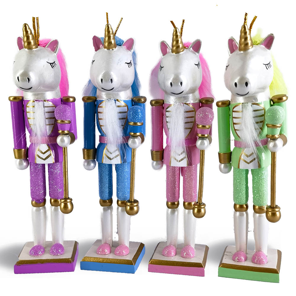 Unicorn Ornaments Bright Set of 4 6 inch