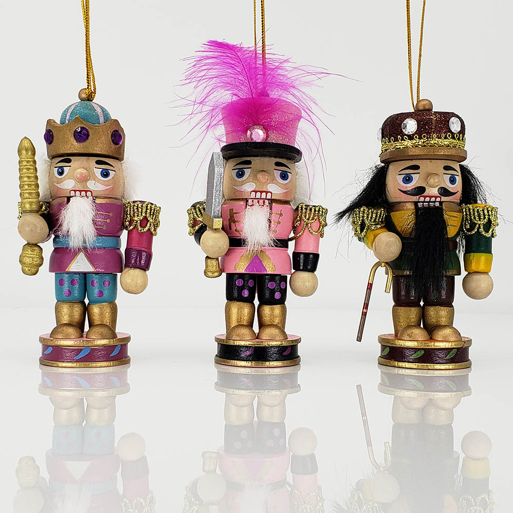 Stubby King and Soldier Ornament Set of 3 in 4 inch