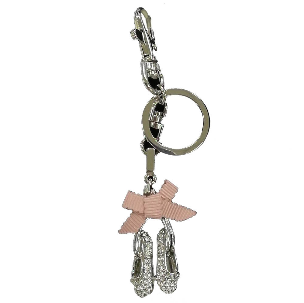 Ballet Slippers in Silver with Rhinestones Key Chain