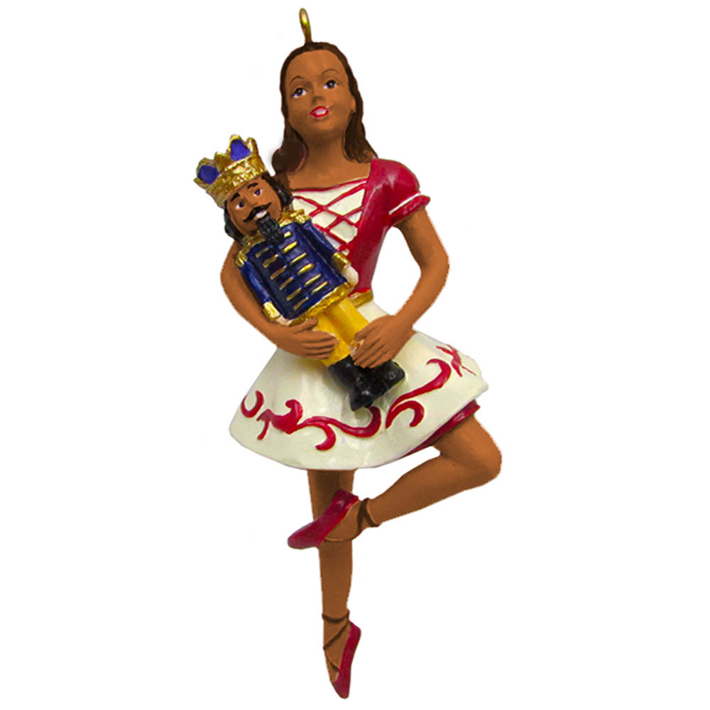 African American Clara on Pointe with Nutcracker Ornament 4 inch