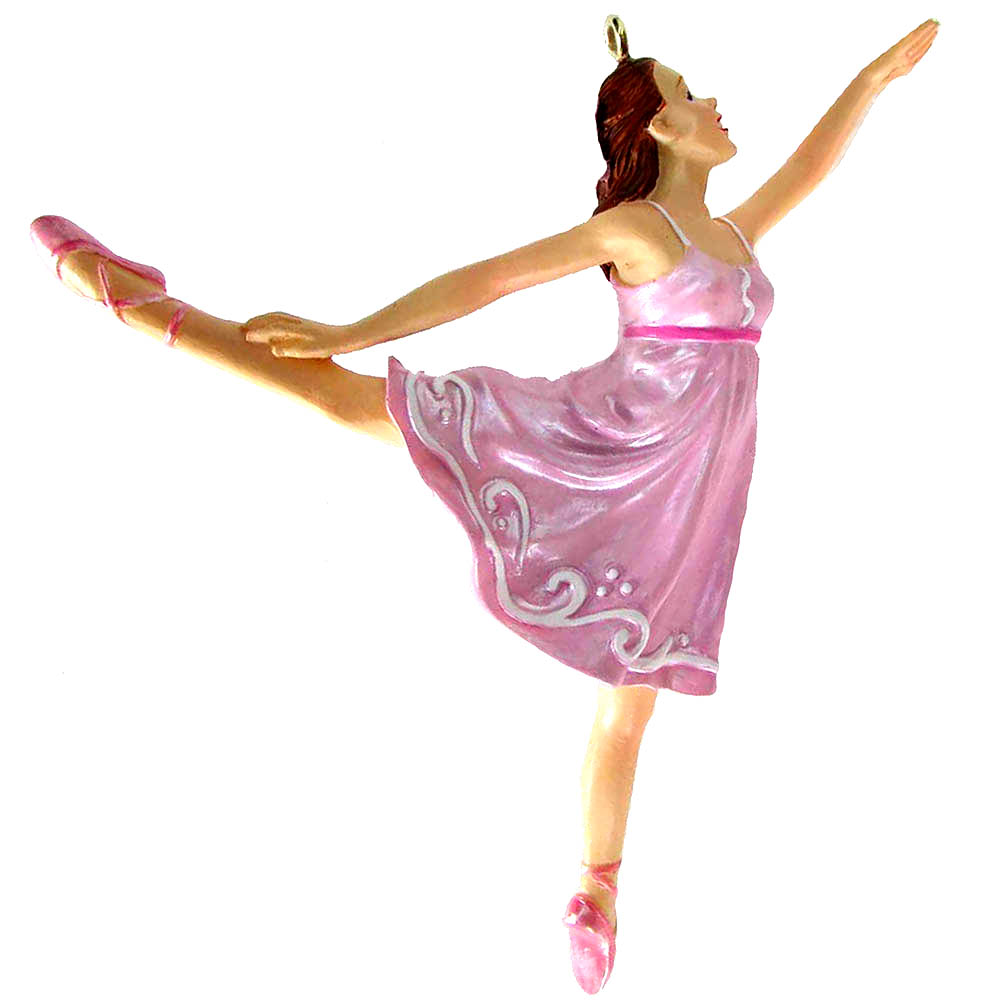 Pink Arabesque Ballerina Resin Ornament 4 inch