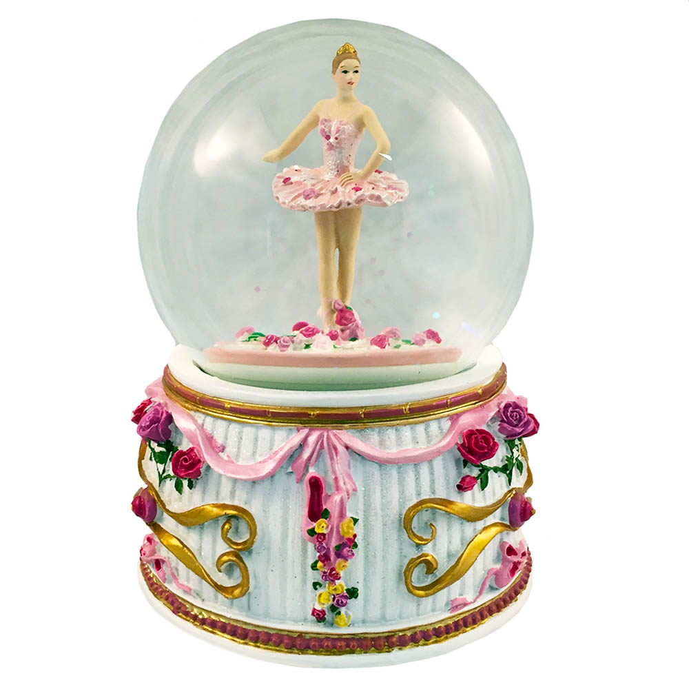 Musical Ballerina in Tutu Snow Globe Turning 100mm