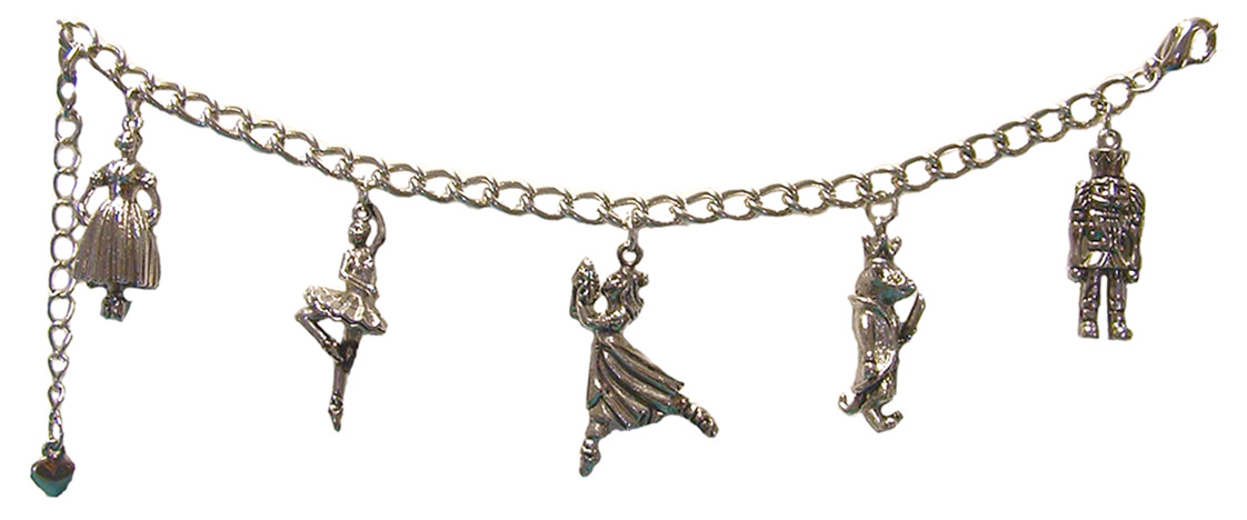 Nutcracker Characters Five Charms in Gold or Silver Charm Bracelet